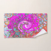 Paarse en Oranje Groovy Abstract Retro Swirl Bad Handdoek (Handdoek)