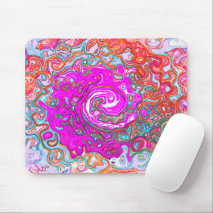 Paarse en Oranje Groovy Abstract Retro Swirl Muismat