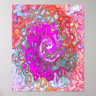 Paarse en Oranje Groovy Abstract Retro Swirl Poster