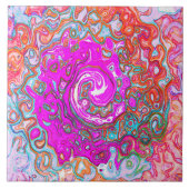Paarse en Oranje Groovy Abstract Retro Swirl Tegeltje (Voorkant)