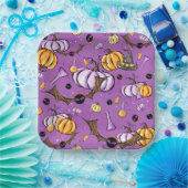 PAARSE EN ORANJE HALLOWEEN BATS PAPIEREN BORDJE (Feest)