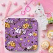 PAARSE EN ORANJE HALLOWEEN BATS PAPIEREN BORDJE (Feest)