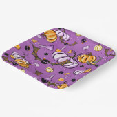 PAARSE EN ORANJE HALLOWEEN BATS PAPIEREN BORDJE (Gebogen)