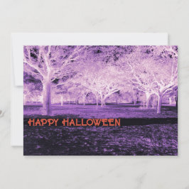 Paarse en Oranje Halloween Party enge Bossen Kaart