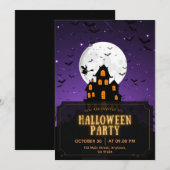 Paarse en Oranje Halloween Party Kaart (Voorkant / Achterkant)