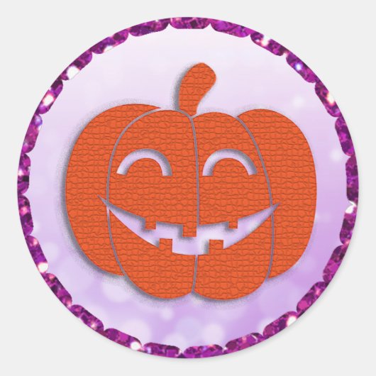 Paarse en Oranje Halloween Pumpkin Ronde Sticker (Voorkant)