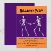 Paarse en Oranje Halloween Skelet Costume Party Kaart (Voorkant / Achterkant)