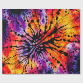 Paarse en Oranje Halloween Tie Dye Cadeaupapier (Vlak)