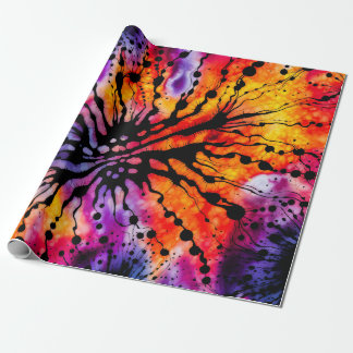 Paarse en Oranje Halloween Tie Dye Cadeaupapier