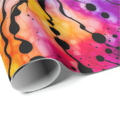 Paarse en Oranje Halloween Tie Dye Cadeaupapier (Rol Hoek)