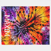 Paarse en Oranje Halloween Tie Dye Fleece Deken (Voorkant (Horizontaal))