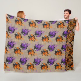 PAARSE EN ORANJE HALLOWONEN VAN PLATTELANDSBOUWEN FLEECE DEKEN