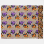 PAARSE EN ORANJE HALLOWONEN VAN PLATTELANDSBOUWEN FLEECE DEKEN (Voorkant (Horizontaal))