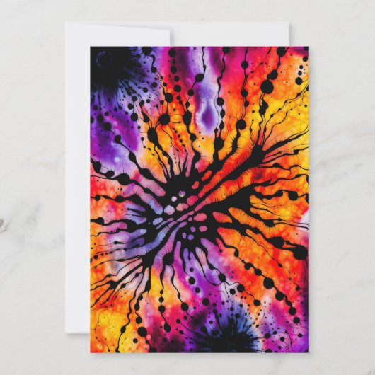 Paarse en Oranje Happy Halloween Tie Dye Kaart (Achterkant)