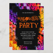 Paarse en Oranje Happy Halloween Tie Dye Kaart (Voorkant / Achterkant)