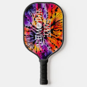 Paarse en Oranje Happy Halloween Tie Dye Pickleball Paddle (Voorkant)