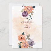 Paarse en Oranje Herfst Bloemen Herfstbruiloft Kaart (Achterkant)