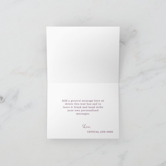 Paarse en oranje herfst bloemige herfst bruiloft bedankkaart (Binnen)