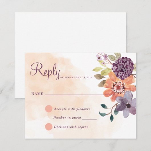 Paarse en Oranje Herfst — Floral Autumn Antwoord (Voorkant / Achterkant)