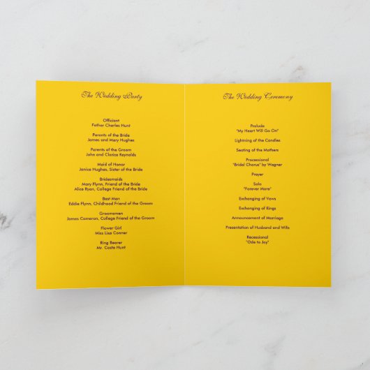 Paarse en Oranje huwelijksprogramma Kaart (Binnen)