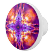 Paarse en oranje kaleidoscoop keramische knop (Rechts)