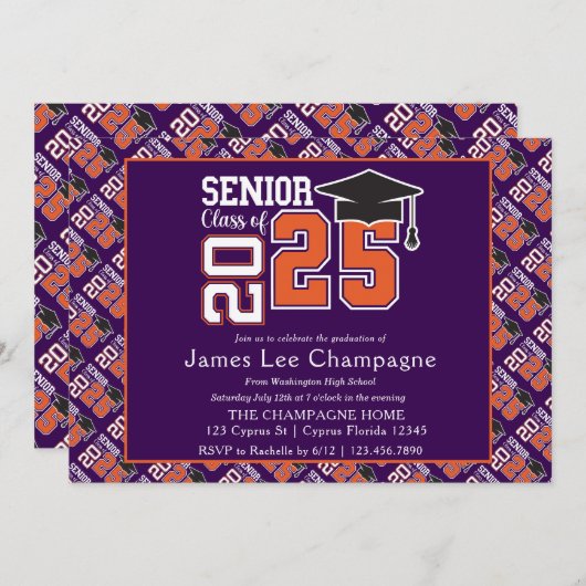 Paarse en Oranje klasse van 2025 Kaart (Voorkant / Achterkant)