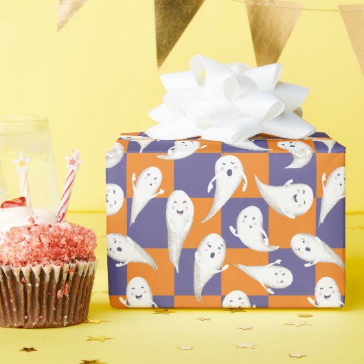 Paarse en Oranje kookplaten Halloween Cadeaupapier (Verjaardagsfeest)