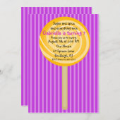 Paarse en Oranje Lollipop Girls - Uitnodiging (Voorkant / Achterkant)