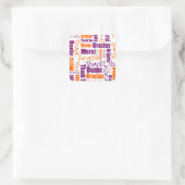 Paarse en Oranje meertalige Bedankt kiezen een vor Vierkante Sticker (Tas)