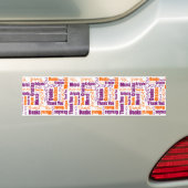 Paarse en Oranje meertalige dank Bumpersticker (Op auto)