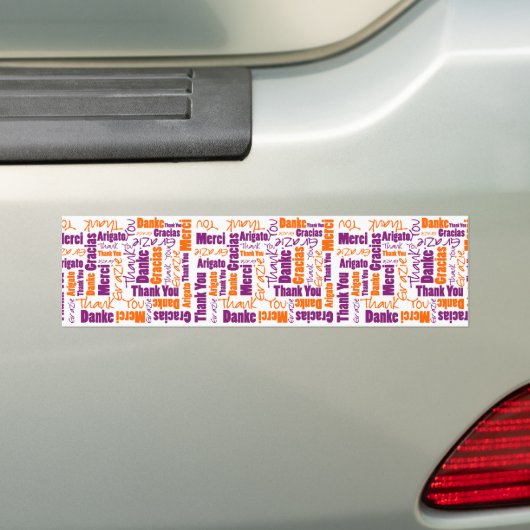 Paarse en Oranje meertalige dank Bumpersticker (Op auto)