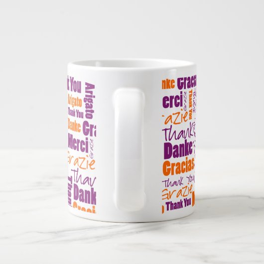 Paarse en Oranje meertalige dank Grote Koffiekop (Achterkant)