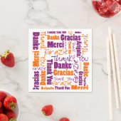 Paarse en Oranje meertalige dank Servet (Insitu)