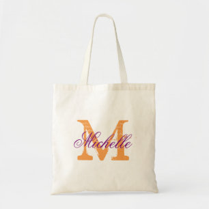 Paarse en oranje monogram trouw tas