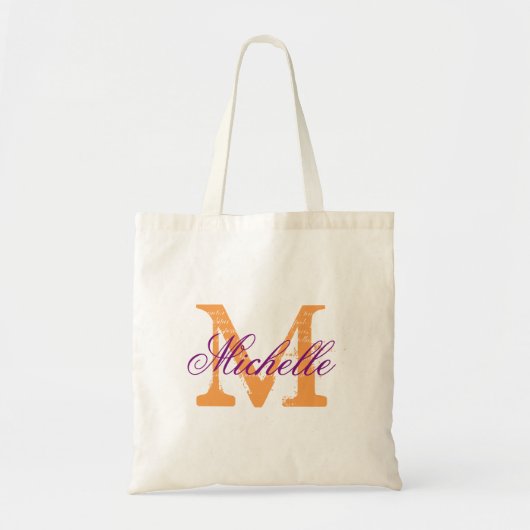 Paarse en oranje monogram trouw tas (Voorkant)