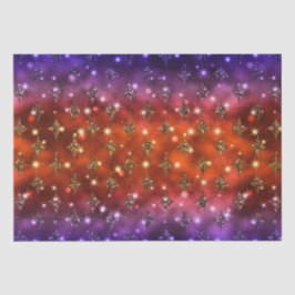 Paarse en Oranje Ombre Glitter Hemels Patroon Tissuepapier
