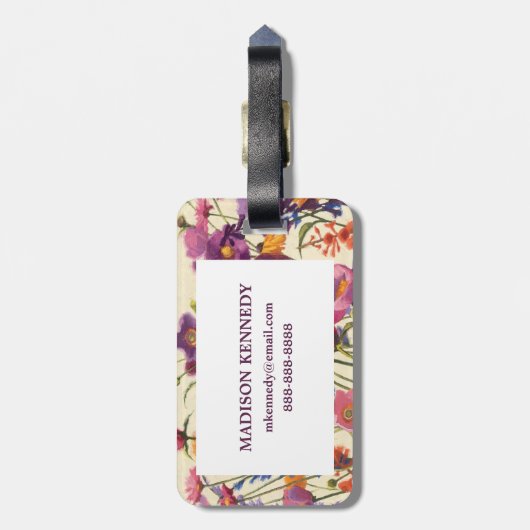 Paarse en Oranje papaver Melody Bagagelabel (Achterkant verticaal)