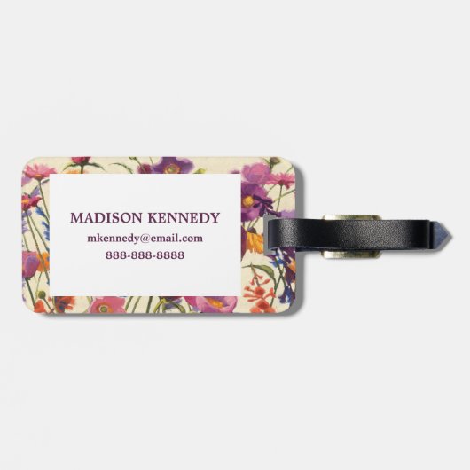 Paarse en Oranje papaver Melody Bagagelabel (Achterkant horizontaal)