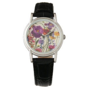 Paarse en Oranje papaver Melody Horloge