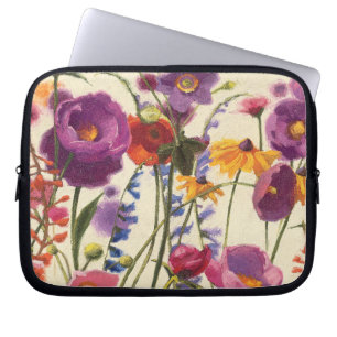 Paarse en Oranje papaver Melody Laptop Sleeve