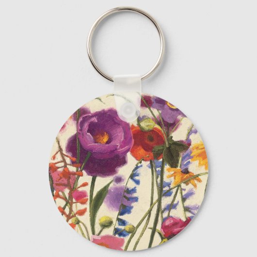 Paarse en Oranje papaver Melody Sleutelhanger (Voorkant)