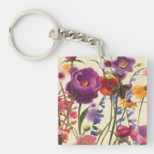 Paarse en Oranje papaver Melody Sleutelhanger
