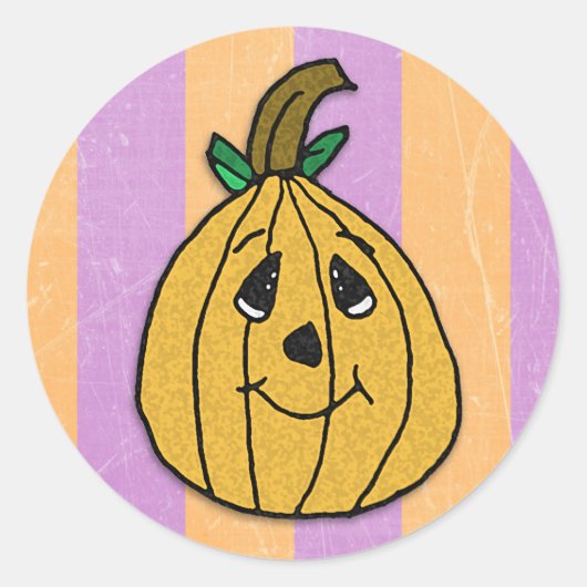 Paarse en Oranje pompoen Halloween Ronde Sticker (Voorkant)