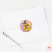Paarse en Oranje pompoen Halloween Ronde Sticker (Envelop)