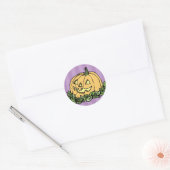 Paarse en Oranje Pompoen Halloween Stickers (Envelop)