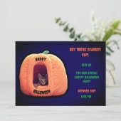 Paarse en Oranje Pompoen spooky kitten Kaart (Staand voorkant)