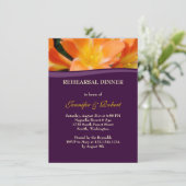 Paarse en Oranje repetitie Dinner Party Kaart (Staand voorkant)