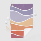 Paarse en oranje retro stijl golven golfhanddoek (Insitu)