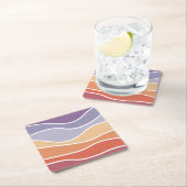 Paarse en oranje retro stijl golven kartonnen onderzetters (Insitu)