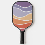Paarse en oranje retro stijl golven pickleball paddle (Achterkant)